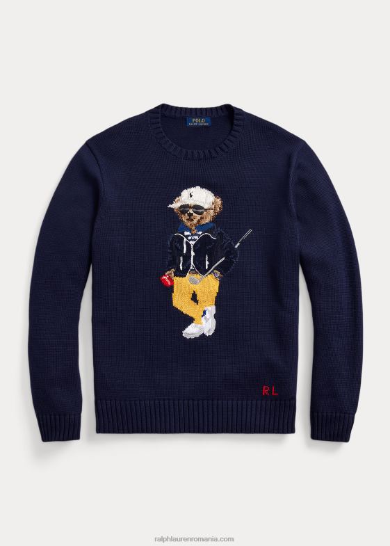 marina rafinată bărbați Ralph Lauren pulover din amestec de bumbac urs polo 046881074