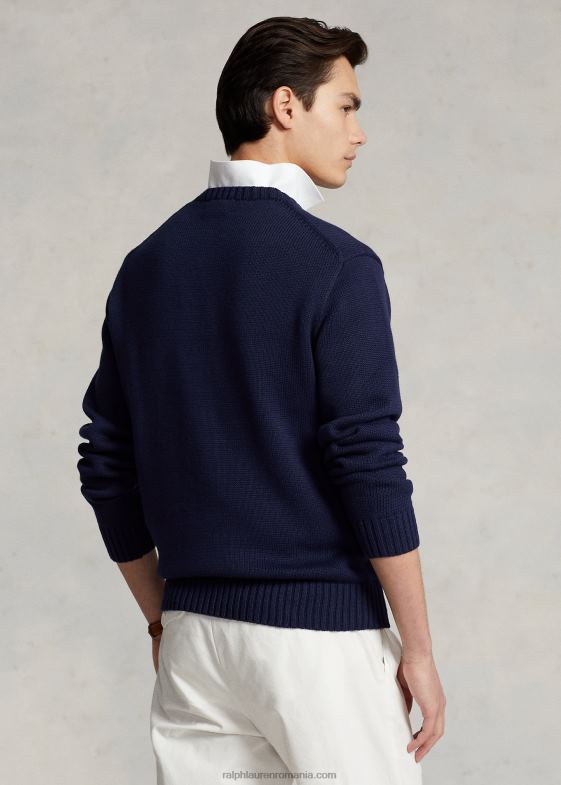 marina rafinată bărbați Ralph Lauren pulover din amestec de bumbac urs polo 046881074