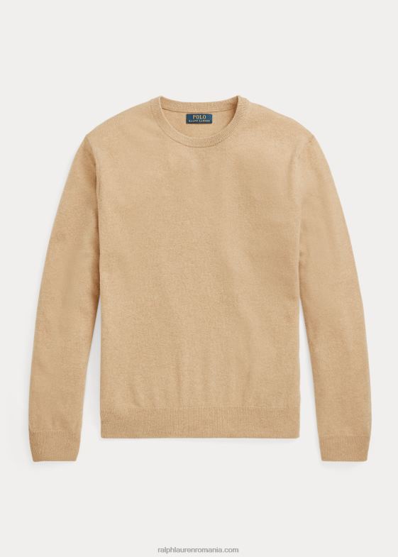 melange de cămilă bărbați Ralph Lauren pulover lavabil din cașmir cu decolteu rotund 04688597