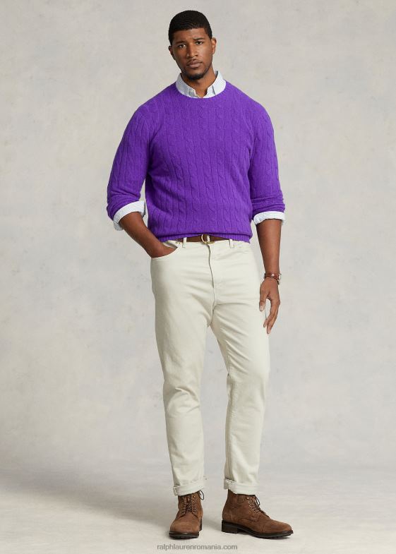 mov regent bărbați Ralph Lauren iconicul pulover din cașmir tricot în cablu 046881675