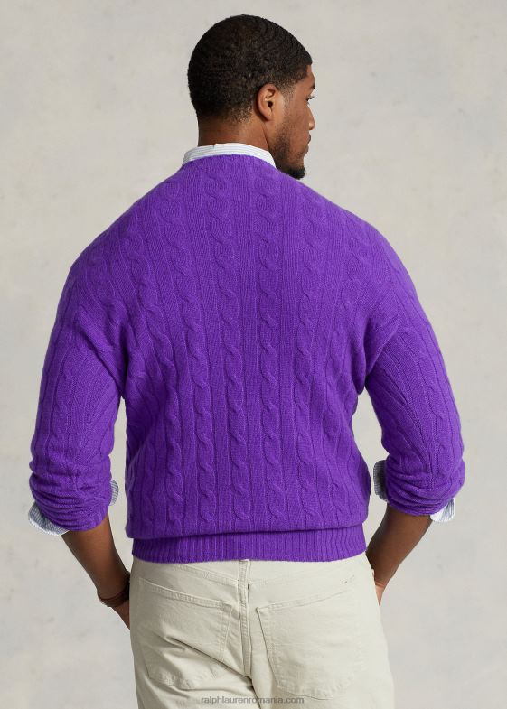 mov regent bărbați Ralph Lauren iconicul pulover din cașmir tricot în cablu 046881675