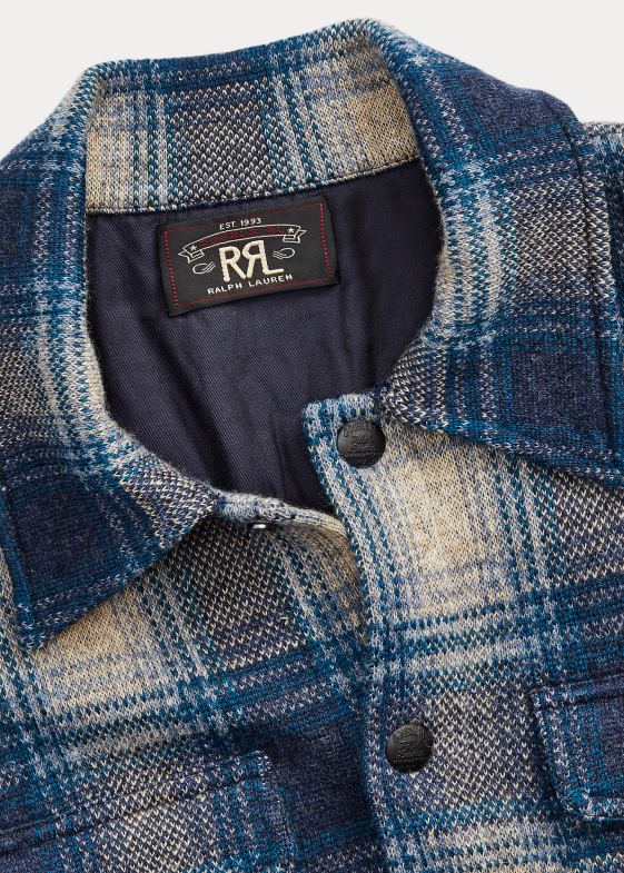 multi albastru bărbați Ralph Lauren pulover cămașă de lucru din lână-cașmir în carouri 046881740