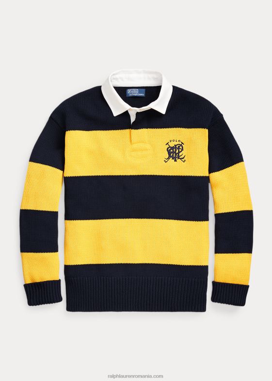 navy multi bărbați Ralph Lauren pulover rugby din bumbac în dungi 046888483
