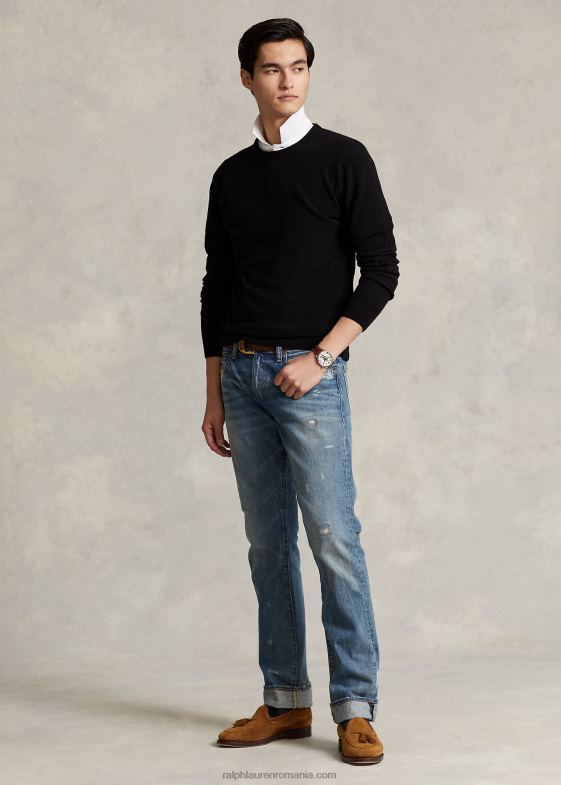 negru bărbați Ralph Lauren pulover lavabil din cașmir cu decolteu rotund 04688602