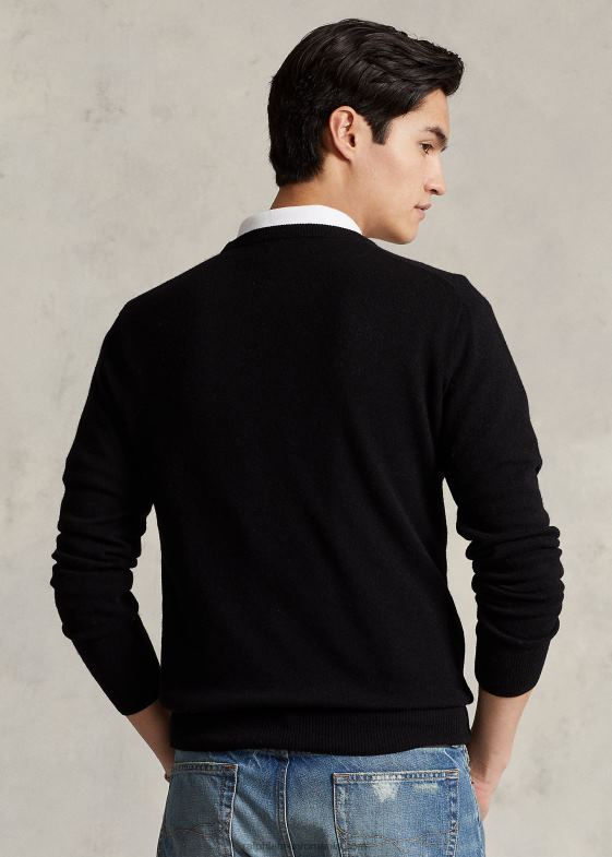 negru bărbați Ralph Lauren pulover lavabil din cașmir cu decolteu rotund 04688602