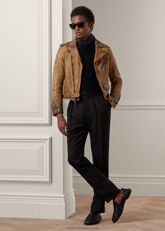 negru clasic bărbați Ralph Lauren pulover din cașmir din tricot cablu 0468873