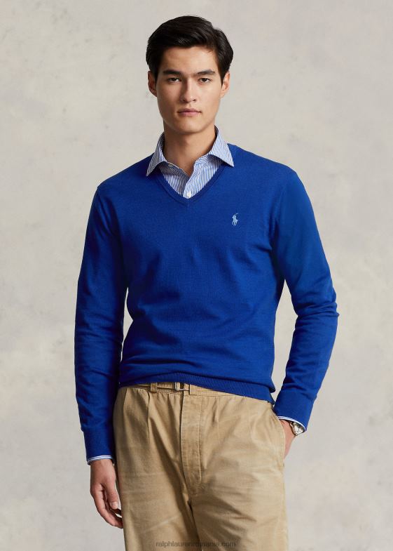 oraș regal bărbați Ralph Lauren pulover din bumbac cu decolteu în V 046888568
