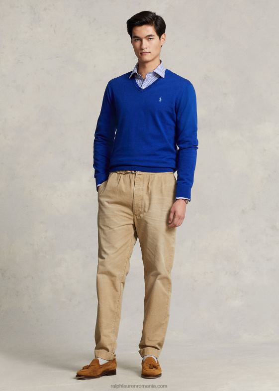 oraș regal bărbați Ralph Lauren pulover din bumbac cu decolteu în V 046888568