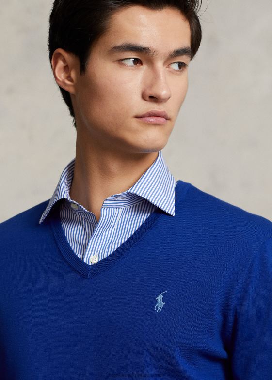 oraș regal bărbați Ralph Lauren pulover din bumbac cu decolteu în V 046888568