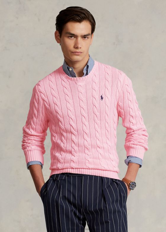 roz carmel bărbați Ralph Lauren pulover din bumbac tricot cablu 046888412