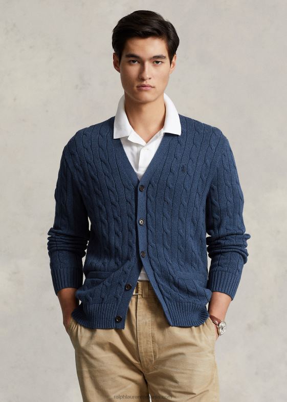 rustic marine heather bărbați Ralph Lauren cardigan din bumbac tricot cablu 046888449
