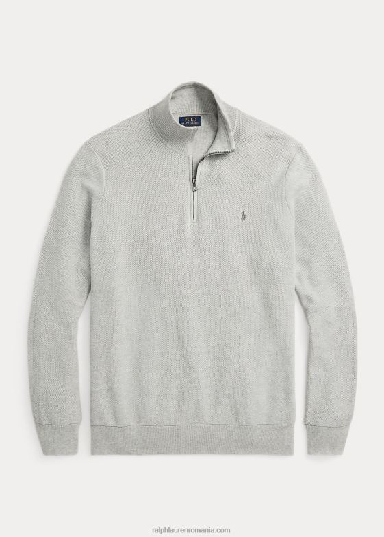si peste erica bărbați Ralph Lauren Pulover cu fermoar sfert din bumbac din tricot plasă 046881915