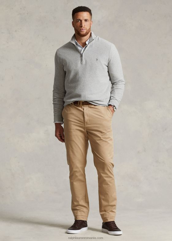 si peste erica bărbați Ralph Lauren Pulover cu fermoar sfert din bumbac din tricot plasă 046881915