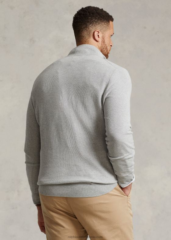 si peste erica bărbați Ralph Lauren Pulover cu fermoar sfert din bumbac din tricot plasă 046881915