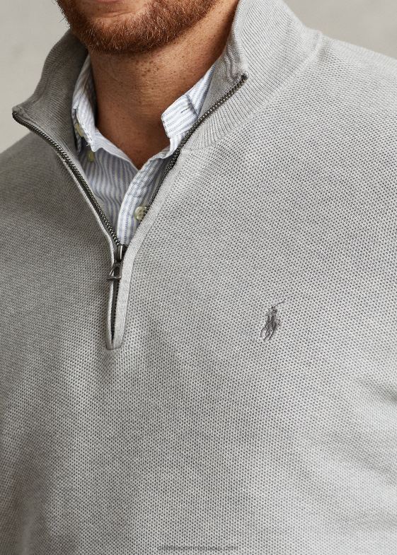 si peste erica bărbați Ralph Lauren Pulover cu fermoar sfert din bumbac din tricot plasă 046881915