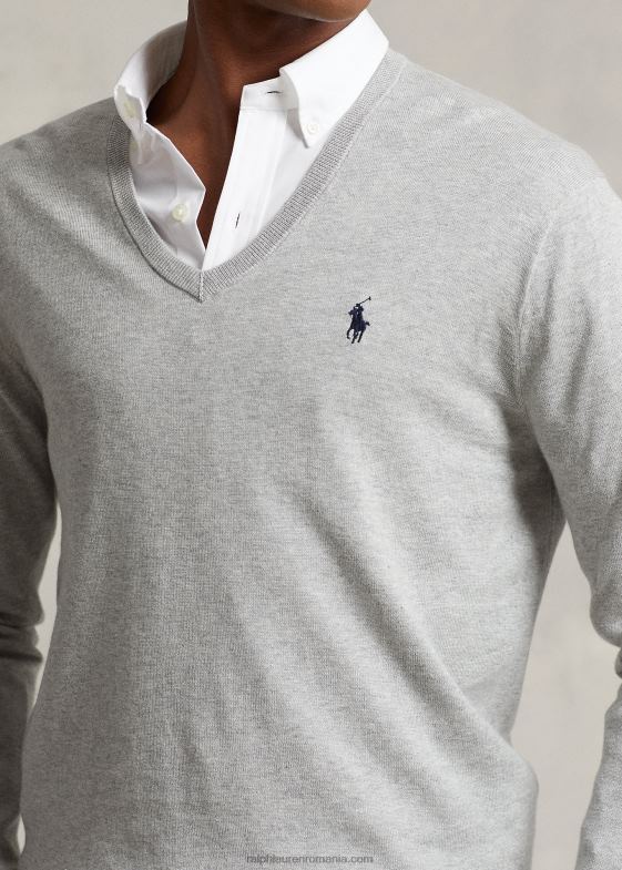 si peste erica bărbați Ralph Lauren pulover din bumbac cu decolteu în V 046888565
