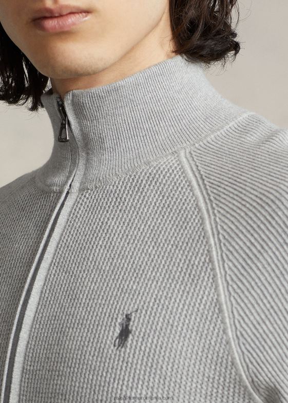 si peste erica bărbați Ralph Lauren pulover din bumbac texturat cu fermoar 046881259