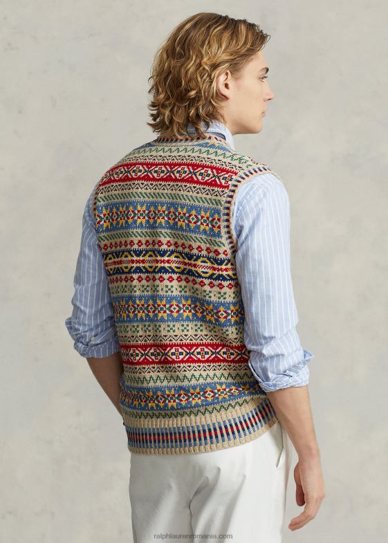 tan multi bărbați Ralph Lauren vesta pulover din bumbac-in fair isle 046888464