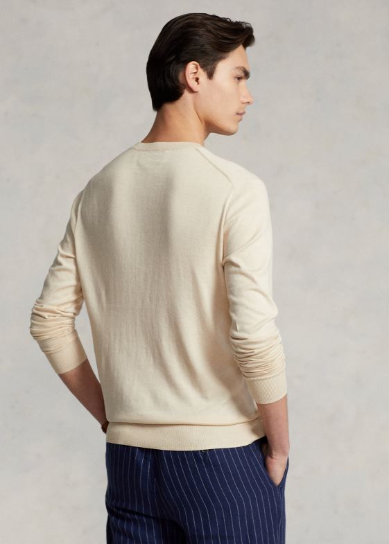 ușoară dună de nisip erica bărbați Ralph Lauren pulover din bumbac cu gât 046881067