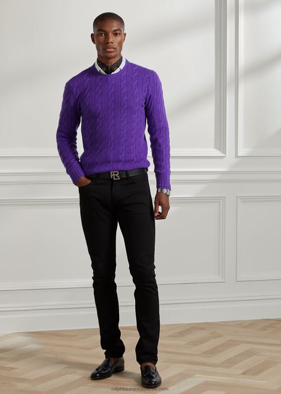 violet clasic bărbați Ralph Lauren pulover din cașmir din tricot cablu 0468874