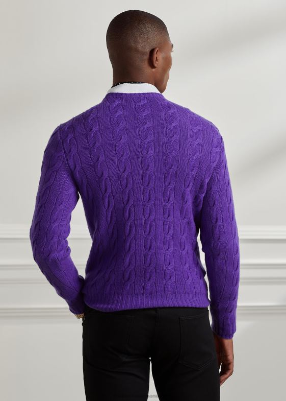 violet clasic bărbați Ralph Lauren pulover din cașmir din tricot cablu 0468874