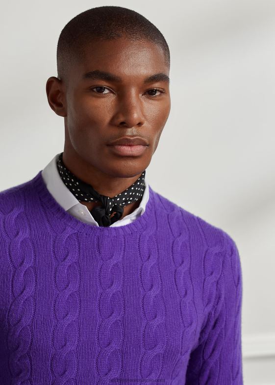 violet clasic bărbați Ralph Lauren pulover din cașmir din tricot cablu 0468874