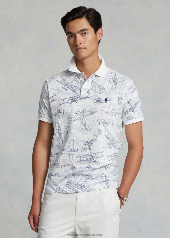 alb bărbați Ralph Lauren Tricou polo cu plasă de aviație, cu potrivire clasică 04688731