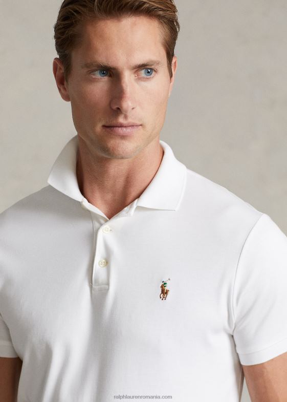 alb bărbați Ralph Lauren Tricou polo din bumbac moale - toate se potrivesc 04688193