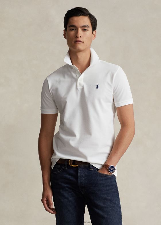 alb bărbați Ralph Lauren Tricou polo personalizat slim fit din plasă elastică 04688526