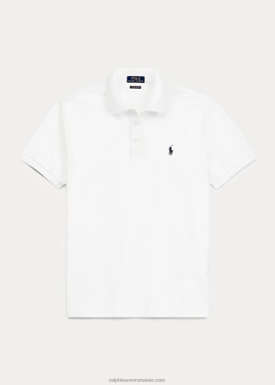 alb bărbați Ralph Lauren Tricou polo personalizat slim fit din plasă elastică 04688526
