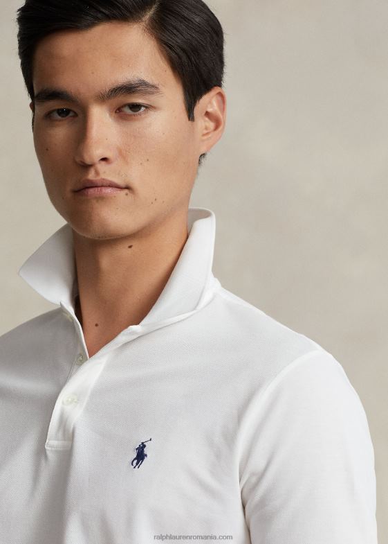 alb bărbați Ralph Lauren Tricou polo personalizat slim fit din plasă elastică 04688526