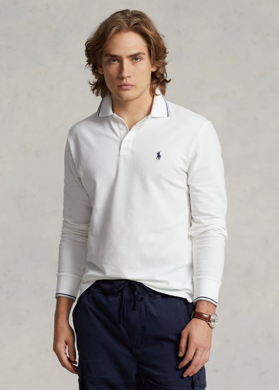 alb bărbați Ralph Lauren Tricou polo personalizat slim fit din plasă elastică 04688872