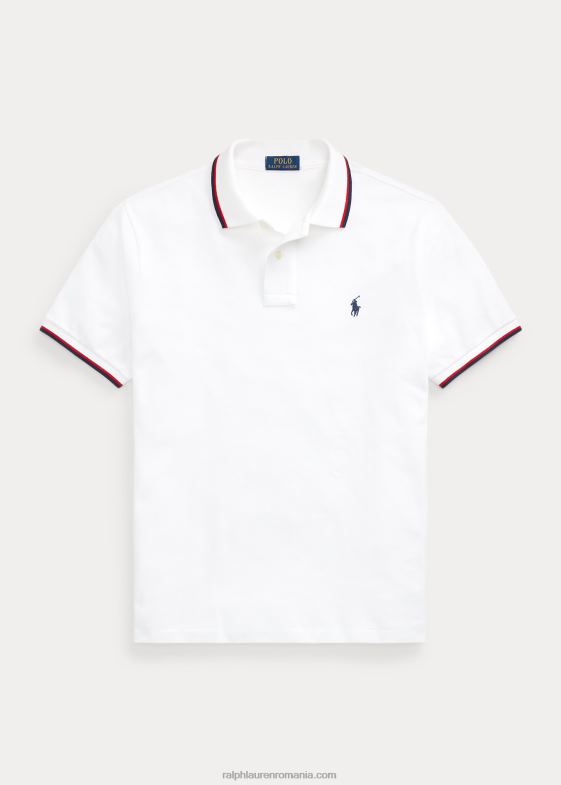 alb bărbați Ralph Lauren tricou polo cu ochiuri clasice 04688582