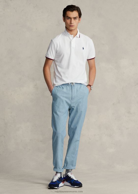 alb bărbați Ralph Lauren tricou polo cu ochiuri clasice 04688582