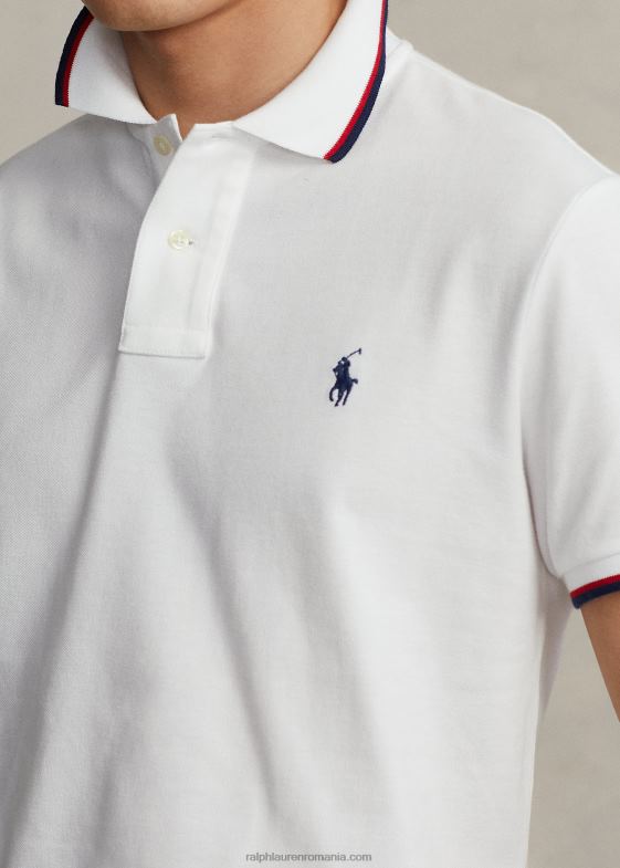 alb bărbați Ralph Lauren tricou polo cu ochiuri clasice 04688582