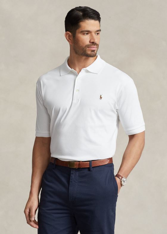 alb bărbați Ralph Lauren tricou polo din bumbac moale 046881532