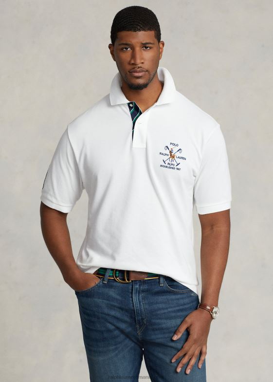alb bărbați Ralph Lauren tricou polo din plasă cu creasta 046881602