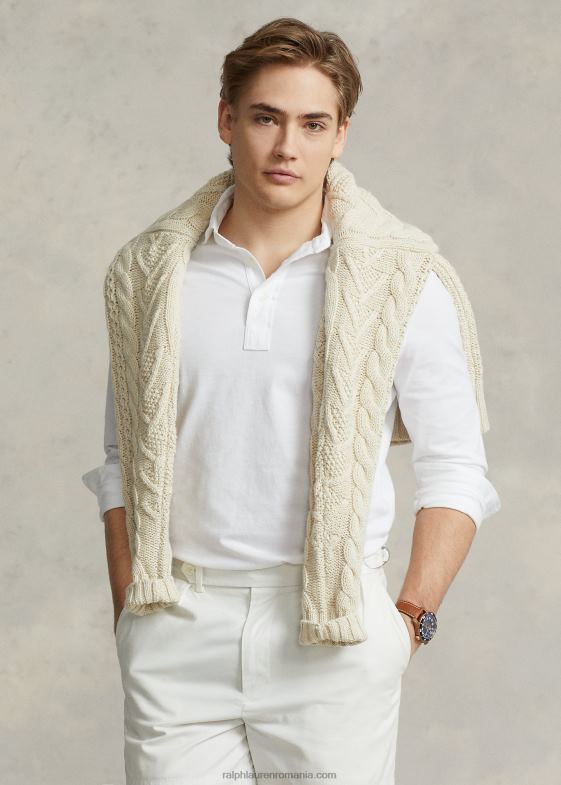 alb bărbați Ralph Lauren tricou polo personalizat slim fit 046881124