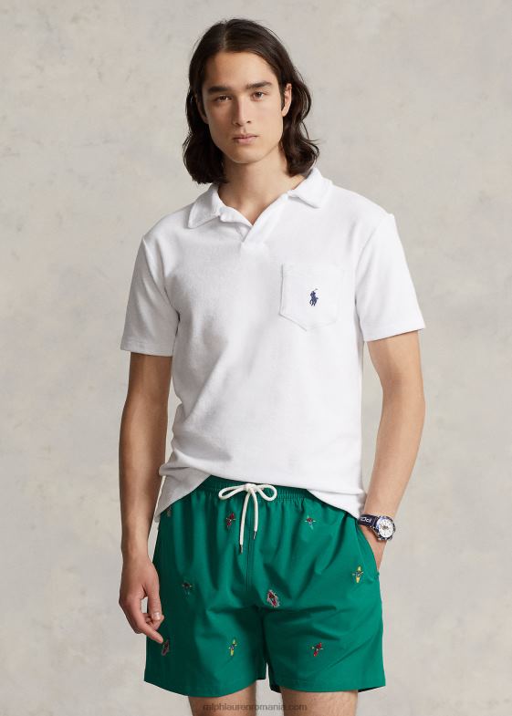 alb bărbați Ralph Lauren tricou polo personalizat slim fit terry 04688556