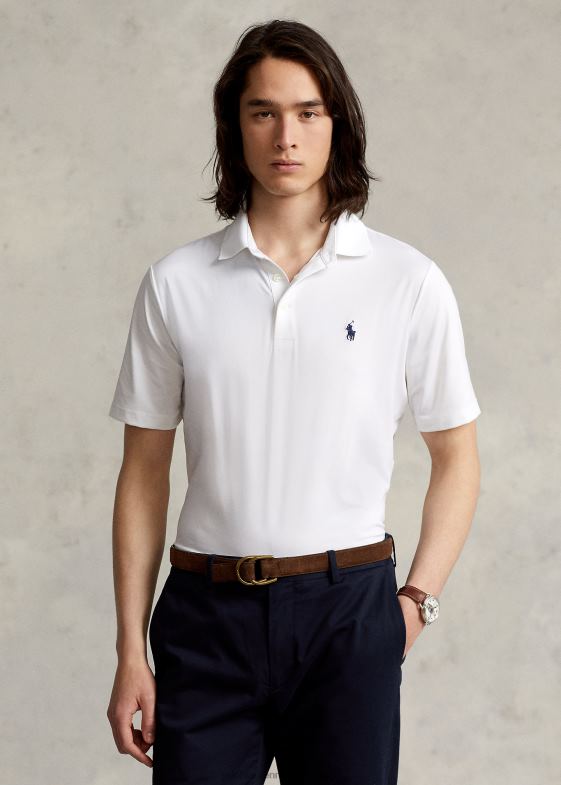 alb ceramic bărbați Ralph Lauren tricou polo de performanță cu potrivire clasică 04688356