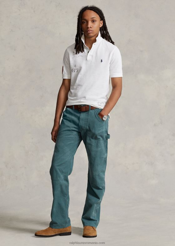 alb clasic oxford bărbați Ralph Lauren Tricou polo cu ochiuri cu ochiuri clasice 04688117