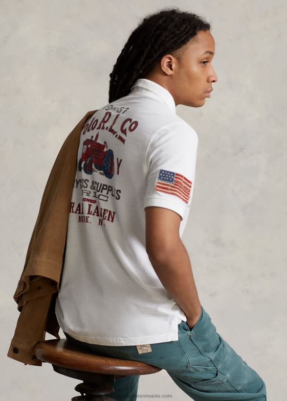 alb clasic oxford bărbați Ralph Lauren Tricou polo cu ochiuri cu ochiuri clasice 04688117