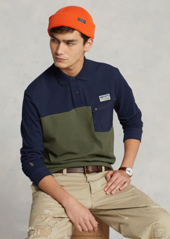croazieră navy multi bărbați Ralph Lauren Tricou polo cu ochiuri de culoare clasică 046888463