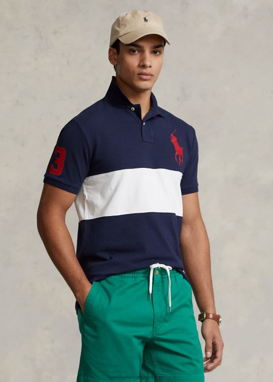 cruise navy/alb bărbați Ralph Lauren tricou polo cu plasă mare ponei - toate se potrivesc 04688179