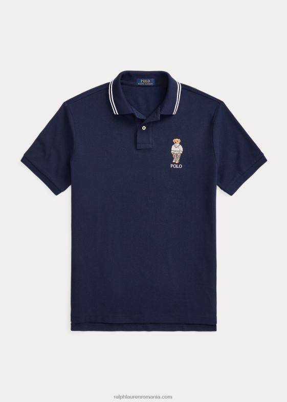 cruise navy preppy bear bărbați Ralph Lauren cămașă polo cu ochiuri de plasă ursuleț cu potrivire clasică 04688620