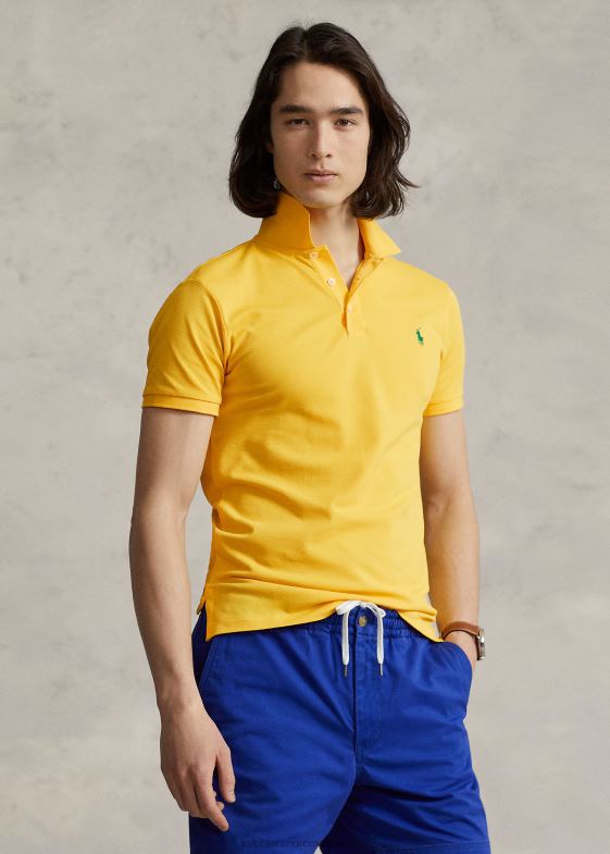 galben canar bărbați Ralph Lauren Tricou polo slim fit din plasă elastică 04688952