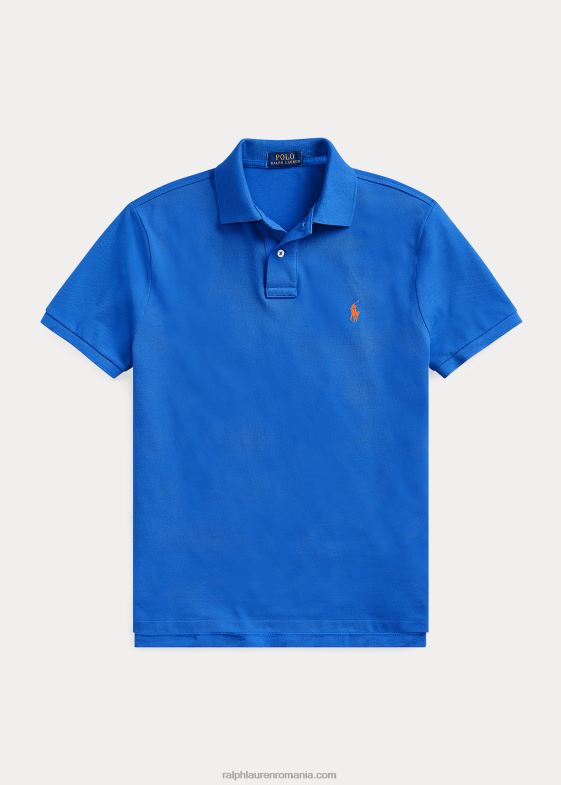 iris albastru/portocaliu nou bărbați Ralph Lauren tricou polo slim fit din plasă 0468815