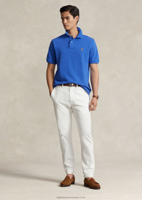 iris albastru/portocaliu nou bărbați Ralph Lauren tricou polo slim fit din plasă 0468815