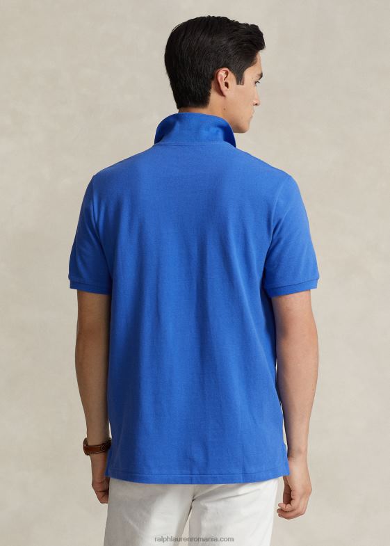 iris albastru/portocaliu nou bărbați Ralph Lauren tricou polo slim fit din plasă 0468815