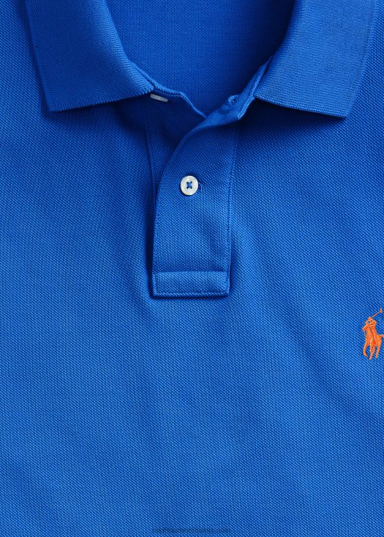 iris albastru/portocaliu nou bărbați Ralph Lauren tricou polo slim fit din plasă 0468815